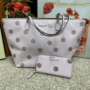Kate Spade Pink Polka Dot Tote and Wallet